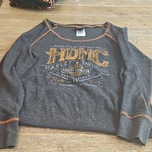 Harley-Davidson Charcoal and Orange Long Sleeve Top